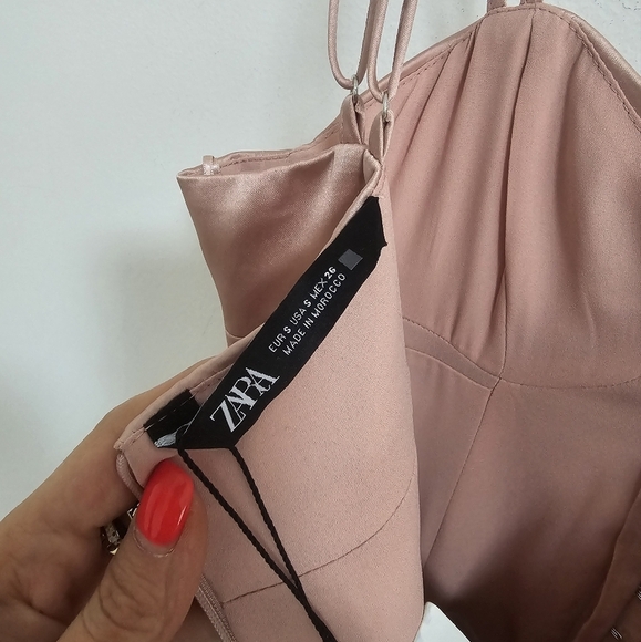 Zara blush corset ruched midi dress nwt - Picture 9 of 10